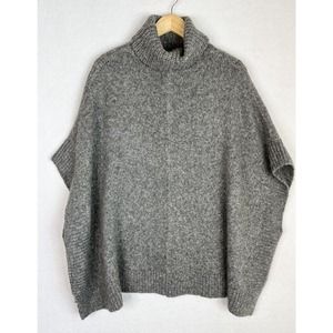 J.Crew XS/Small Relaxed Turtleneck Poncho Merino Wool Alpaca Sweater Grey